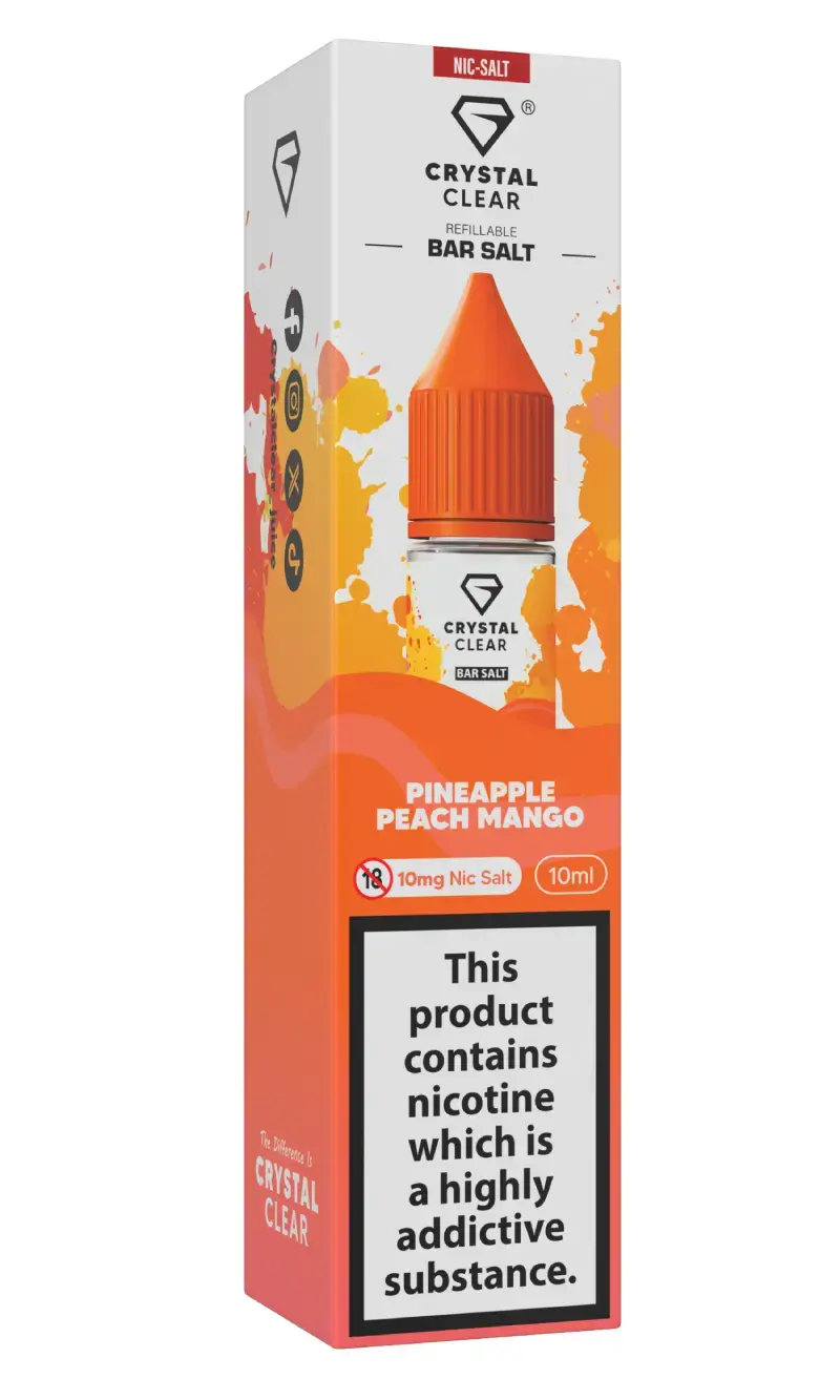 Pineapple Peach Mango Nic Salt E-Liquid by Crystal Clear Bar Salts 10ml